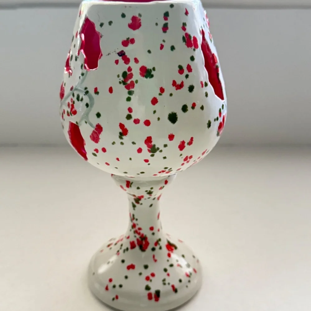 Vintage Ceramic Votive Candle Holder Splatterware Design‎